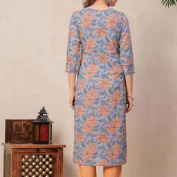 NAVYAAZRI Women Floral Printed Regular Pure Cotton Kurta with Trousers & With Dupatta image 5