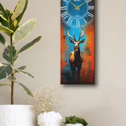 OLIVE TREE Blue & Brown Printed Rectangle Wooden Contemporary Wall Clock-picture-36
