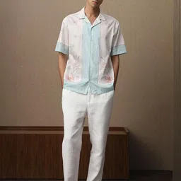 4 TRIPLE O FIVE O BY MUFTI Men Relaxed Fit Floral Printed Cuban Collar Cotton Casual Shirt image 5