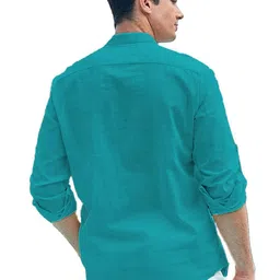 KNOWTED Mandarin Collar Roll-Up Sleeves Straight Short Kurta image 4
