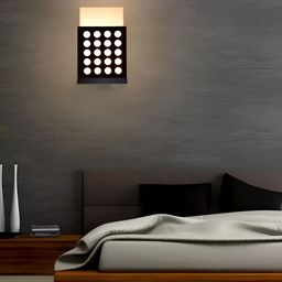 Gojeeva Black & White Textured Contemporary Wooden Rectangle Shaped Wall Lamp-picture-32
