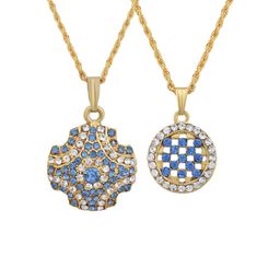 missmister Gold plated SET of 2 Deep Blue Colour and White CZ Fashion chain pendant-picture-46