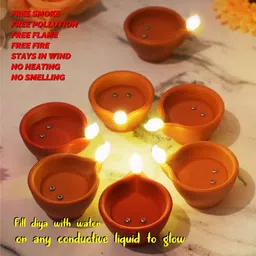 slyka Eco-Friendly water sensor diya for puja (deepam set) Plastic (Pack of 24) Table Diya Set image 4