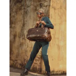 Ya Qalbi Brown Genuine Hard Wax Leather Duffle Bag With Detachable Strap image 1