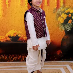 BownBee Boys Mandarin Collar Regular Straight Kurta with Dhoti Pants image 3