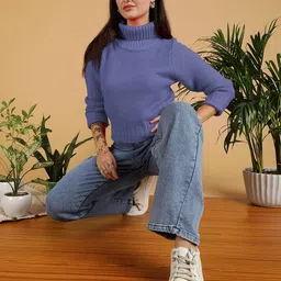 Kotty Women Turtle Neck Cotton Pullover-picture-14