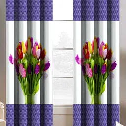 BELLA TRUE Purple & White 2 Pieces Floral Window Curtains-image-74