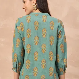 all about you Women Printed Mandarin Collar Ethnic Top image 4