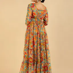 Vibes by Deebaco Floral Printed Georgette Maxi Ethnic Dress With Dupatta image 3