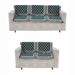Fashion Throw Teal & White Printed Jacquard Sofa Cover-image-22