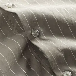 Beyoung Men Khaki Stripe Button Down Collar Shirt image 4