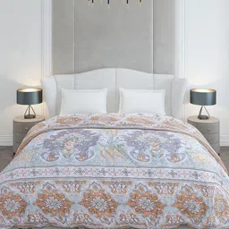 Monte Carlo Brown & White Ethnic Motifs Printed Mild Winter 210 GSM Double Bed Duvet image 2