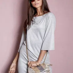 Greenishpink Women Grey T-shirt Dress-image-9