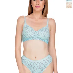 Liigne Women Pack Of 2 Everyday Printed Padded Bra Pure Cotton Lingerie Set-picture-16