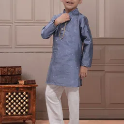 Cutiekins Boys Ethnic Motifs Printed Mandarin Collar Straight Kurta With Pyjama image 2