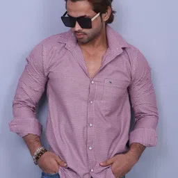 MODERNITY Men Comfort Slim Fit Micro Checked Spread Collar Cotton Casual Shirt-image-15