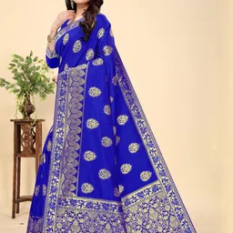Kevami Fashion Blue Silk Blend Banarasi Sarees image 2