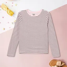 max Girls Striped Round Neck Long Sleeves Pure Cotton T-shirt-image-42