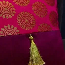 HOME9INE Red And Gold 2 Pieces Floral Printed Square Cushion Covers image 3