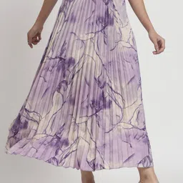 LookShine Printed Pleated A-Line Maxi Skirt image 5