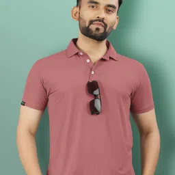 vebnor Men Solid Polo Neck Polyester Pink T-Shirt-picture-31