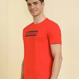 Allen Solly Men Typography Printed Round Neck Cotton Slim Fit T-shirt image 3