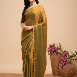 yourwish Beads and Stones Border Saree With Blouse Piece-picture-27