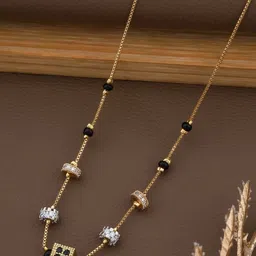 SZN Gold-Plated Cubic Zirconia Studded & Beaded Necklace image 3