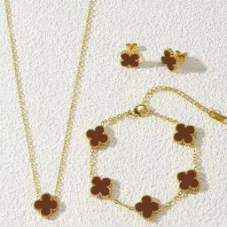 Jewels Galaxy Gold Plated Stainless Steel Clover Jewellery Set-picture-23