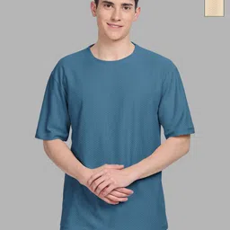 BULLMER Men Pack of 2 Self Design Round Neck Oversized T-shirts-image-1