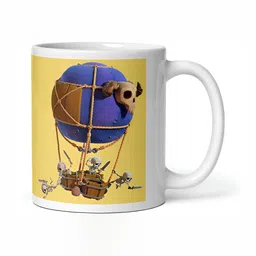 Mr UVD White & Yellow Graphic Printed Ceramic Matte Mug 350 ml-picture-14