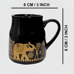 MITHILA Handicrafts Black & Gold-Toned Printed Ceramic Glossy Mugs Set of Cups and Mugs image 4