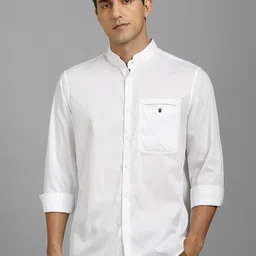 Louis Philippe Sport Slim Fit Band Collar Cotton Shirt-image-50