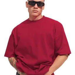 Leotude Men Solid Round Neck Cotton Oversized T-shirt-picture-37