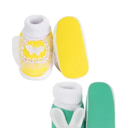 NESKA MODA 3 To 12 Month Cotton Booty 2 Pair Newborn Unisex Baby Skin Friendly Soft Rabbit Booties image 2