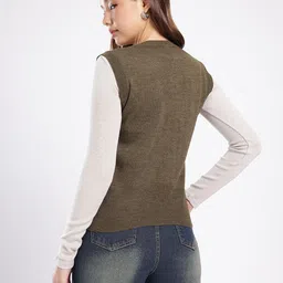 4WRD by Dressberry Geometric Self Design Sweater Vest image 3