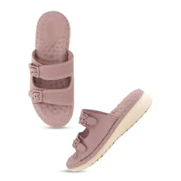 Mast & Harbour Women Textured Open Toe Flats with Buckles image 3