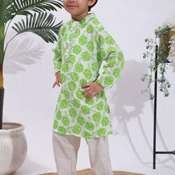 Cutiekins Boys Floral Printed Regular Kurta with Pyjamas image 5