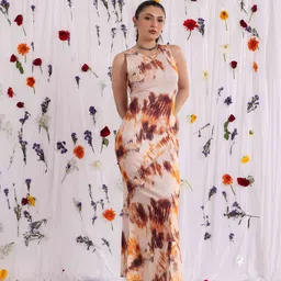 BAESD Floral Print Satin Fit & Flare Dress image 5