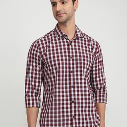 Park Avenue Smart Slim Fit Checked Spread Collar Cotton Shirt-picture-12