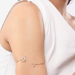 Carlton London Rose Gold Plated CZ Moon and Star Adjustable Arm Let image 5