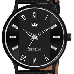 CRESTELLO Men Solid Dial & Leather Straps Analogue Watch CR-BK044-BLACK image 4