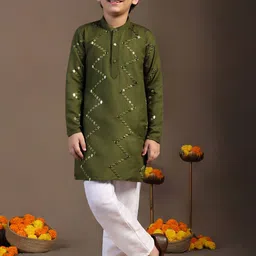 BAESD Boys Ethnic Motifs Embroidered Regular Kurta with Pyjamas image 1