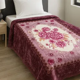 Signature Andrew Purple & White Floral Printed Lightweight 450 GSM Mild Winter Blanket image 3