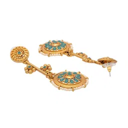 shining jewel - by shivansh Shining Jewel -By Shivansh Gold-Plated CZ Studded & Pearls Beaded Circular Drop Earrings image 4