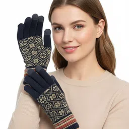 Moda Rapido Women Woollen Patterned Winter Gloves-picture-29