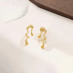 Designs & You Stainless Steel Gold-Plated Geometric Shaped Drop Earrings image 3