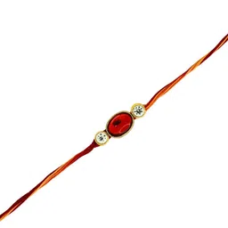 Anouk Stones-Studded Rakhi With Thali Greeting Card & Roli Chawal image 4