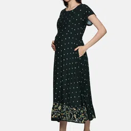 Nejo Printed Maternity Fit and Flare Midi Dress image 3