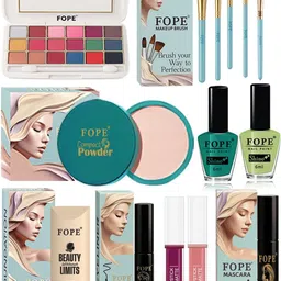 FOPE Set Of 14 Foundation Compact Mascara Lipstick Nail Polish & Brush Set image 1
